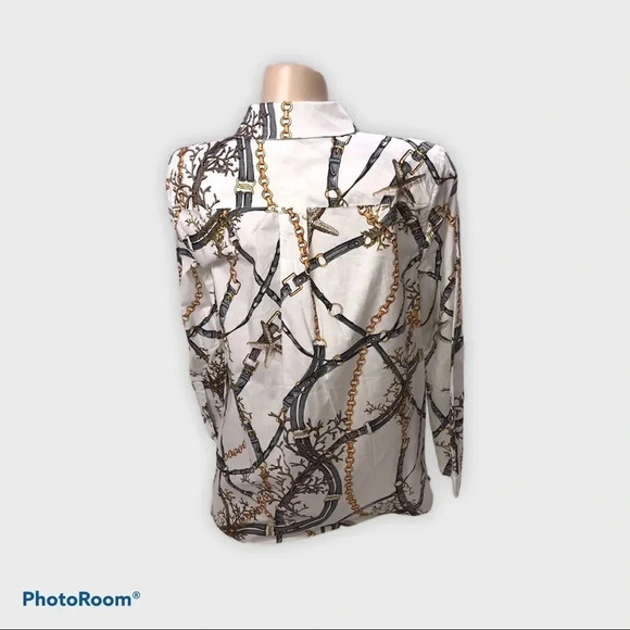 Susan Graver Size 6 Chain Design Button Down Shirt. New Without Tags - Picture 2 of 5